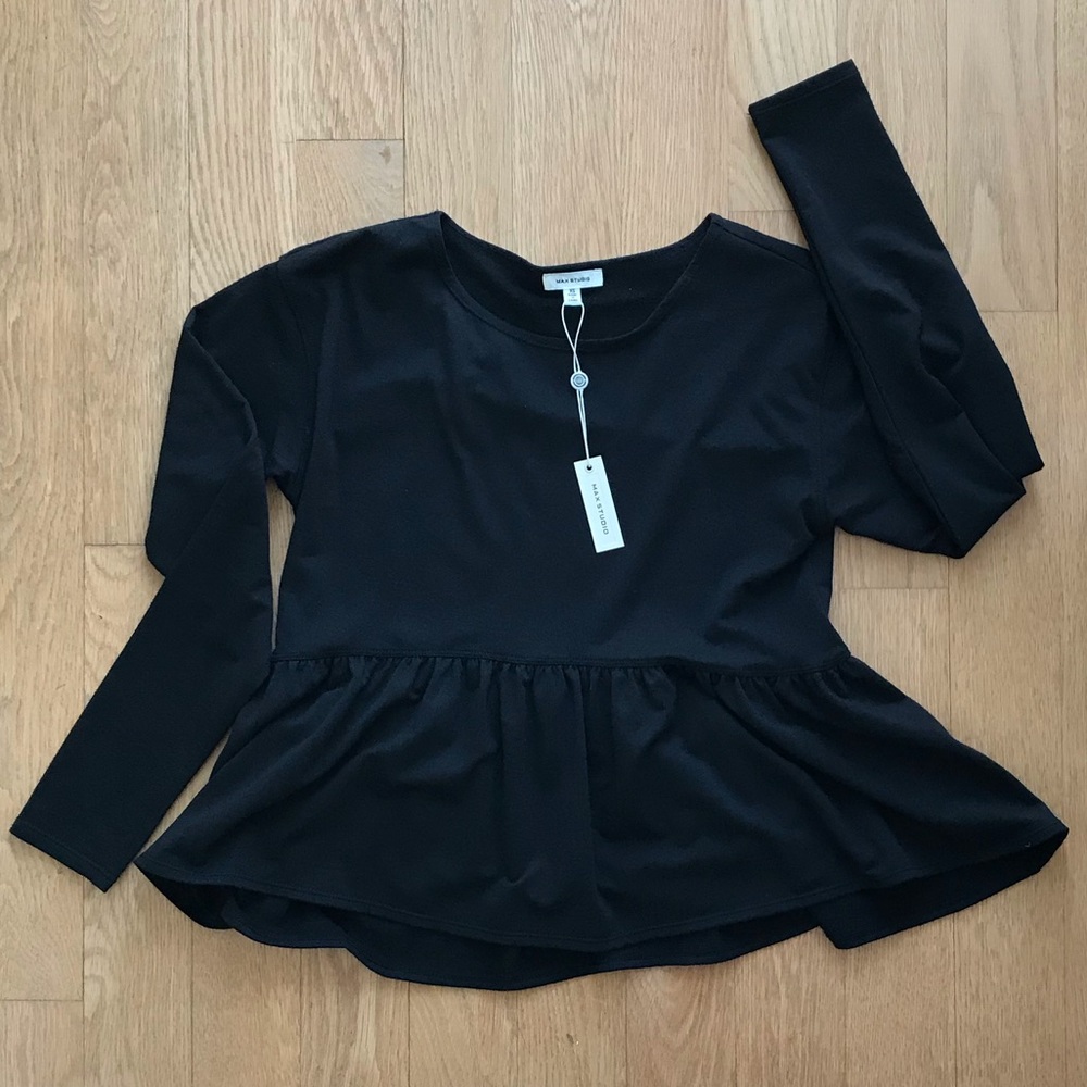 Max Studio BLACK Peplum Long sleeve shirt